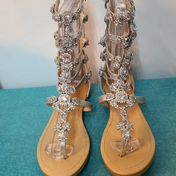 NWOT Gladiator Rhinestone Sandals - Picture 13 of 16